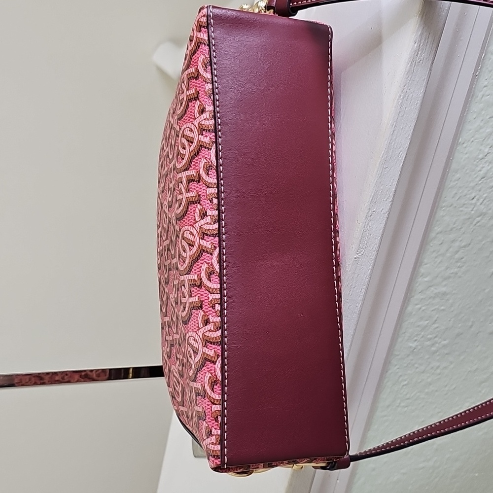 COACH CF343 MADI Crossbody Rouge Pink Canvas/Leather Monogram Print EUC - Picture 6 of 15